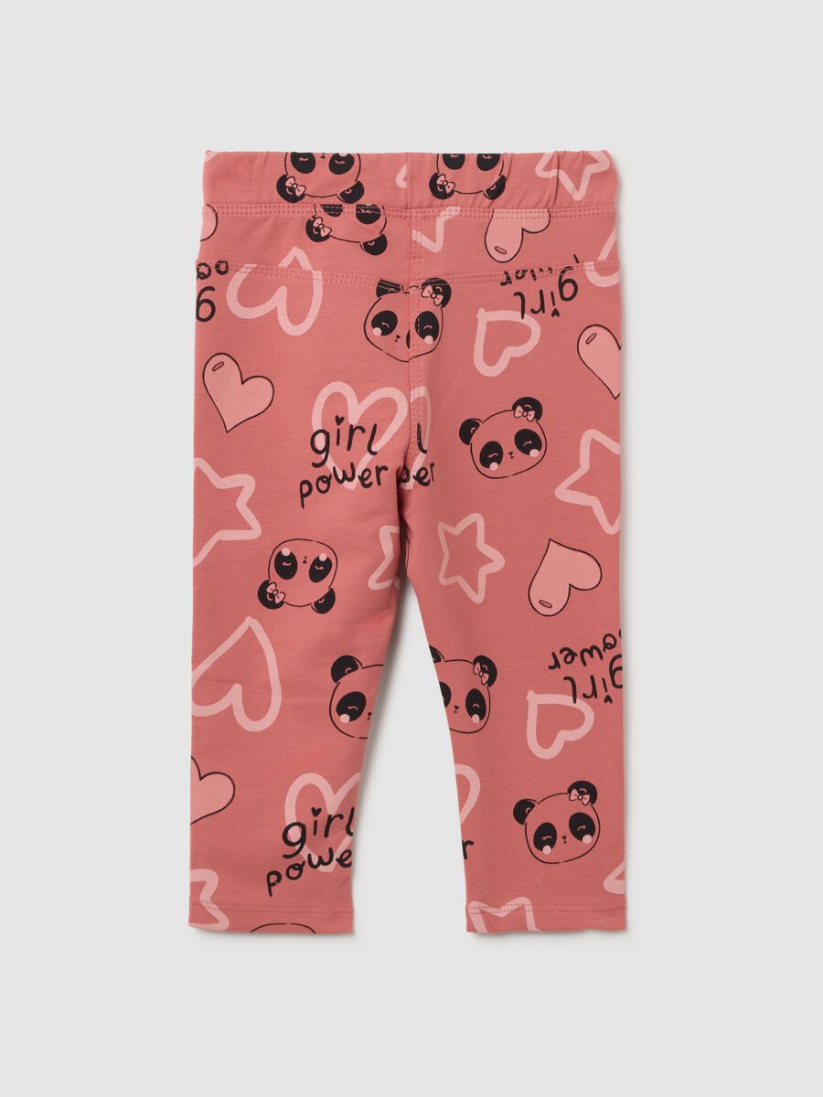 Treggings da neonata in cotone elasticizzato rosa_1