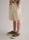 Beige stretch cotton cargo shorts for boys, baggy fit_2