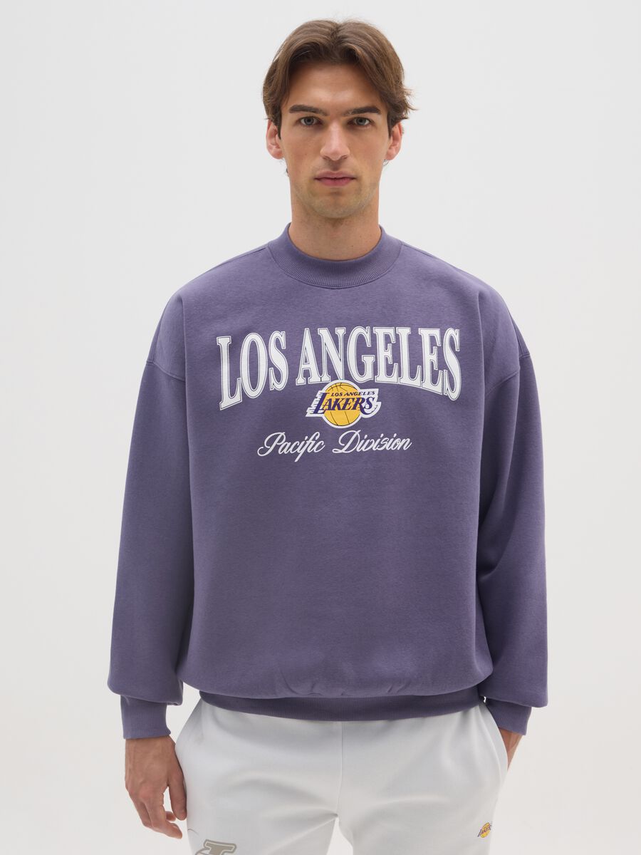 Purple cotton blend sweatshirt with Los Angeles Lakers print_0