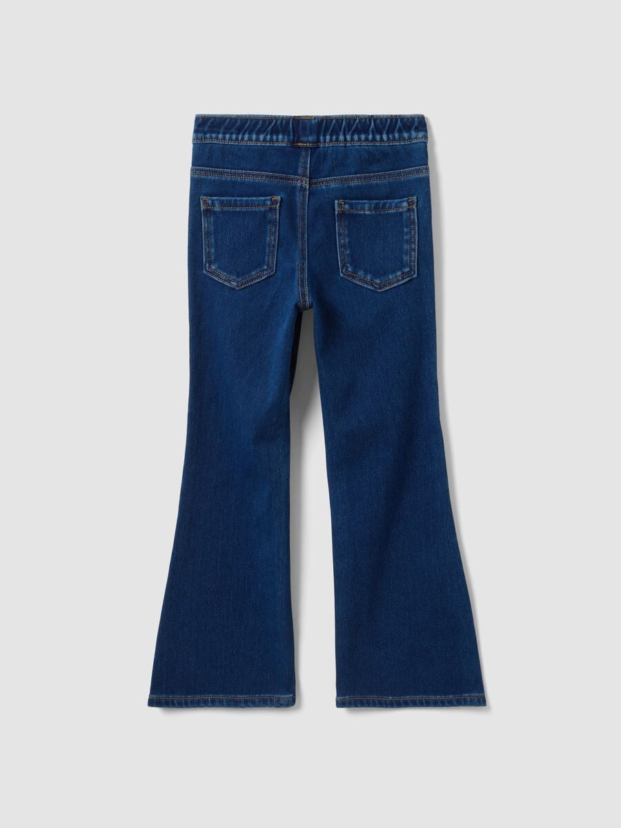 Jeggings blu flare fit in cotone elasticizzato per bambina_1