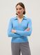 Regular fit blue viscose jumper with polo neck_0