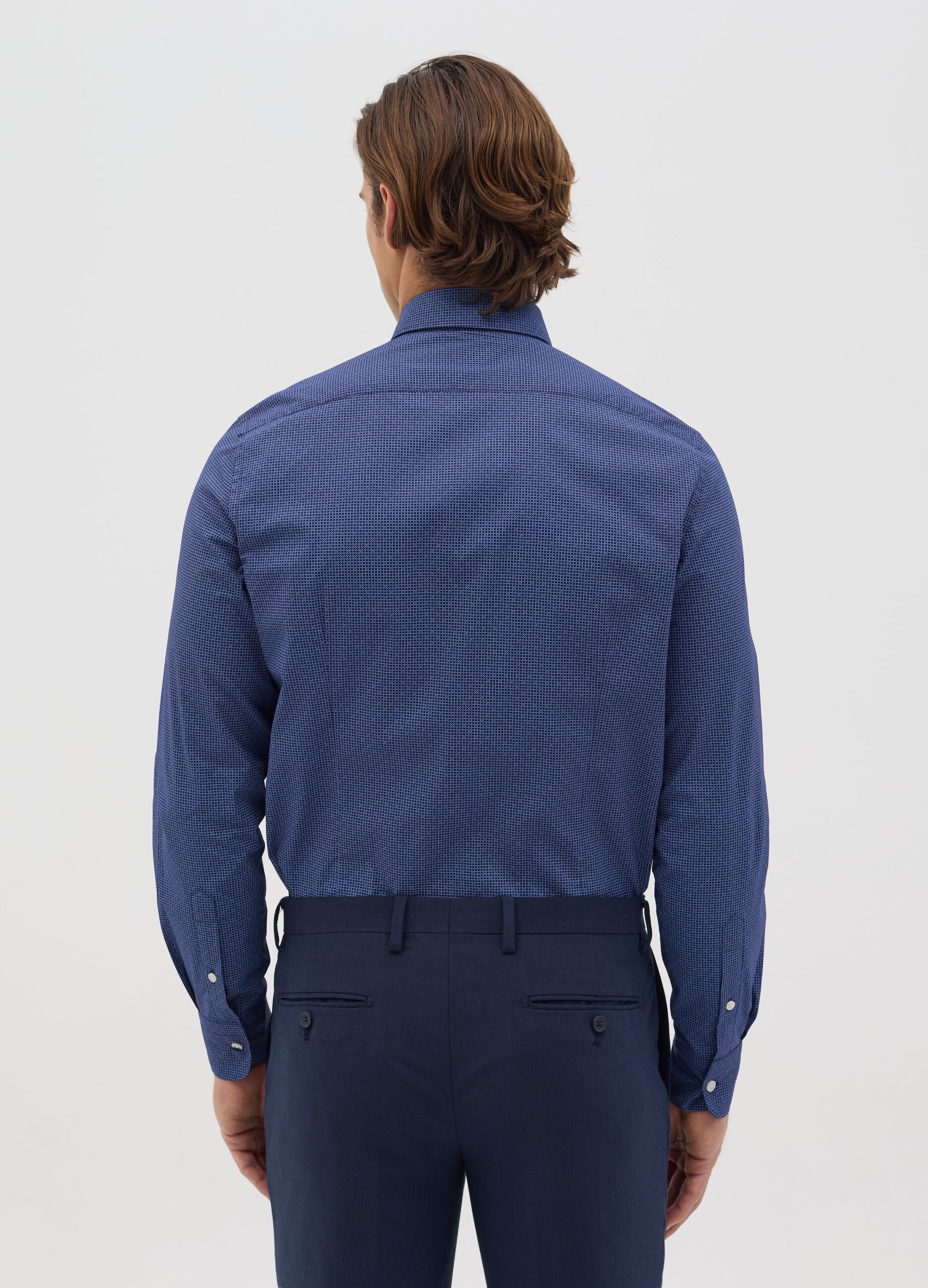 Slim-fit shirt with micro geometric pattern