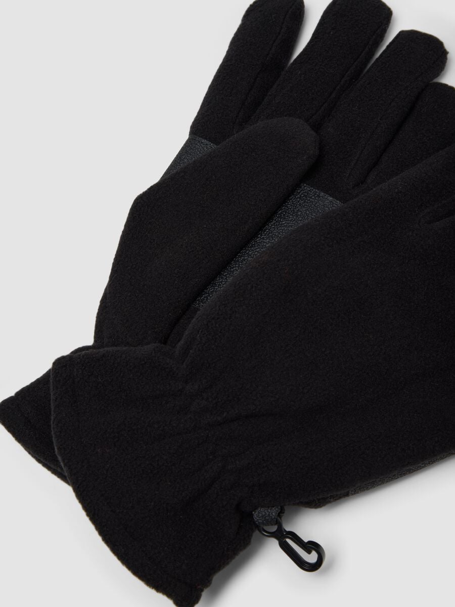 Black fleece gloves with elasticated cuff_2