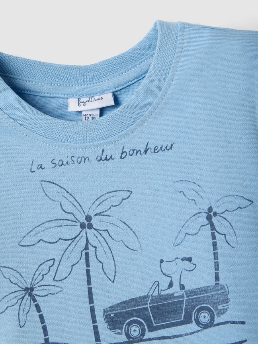 T-shirt in puro cotone azzurra da bimbo regular fit con stampa_2