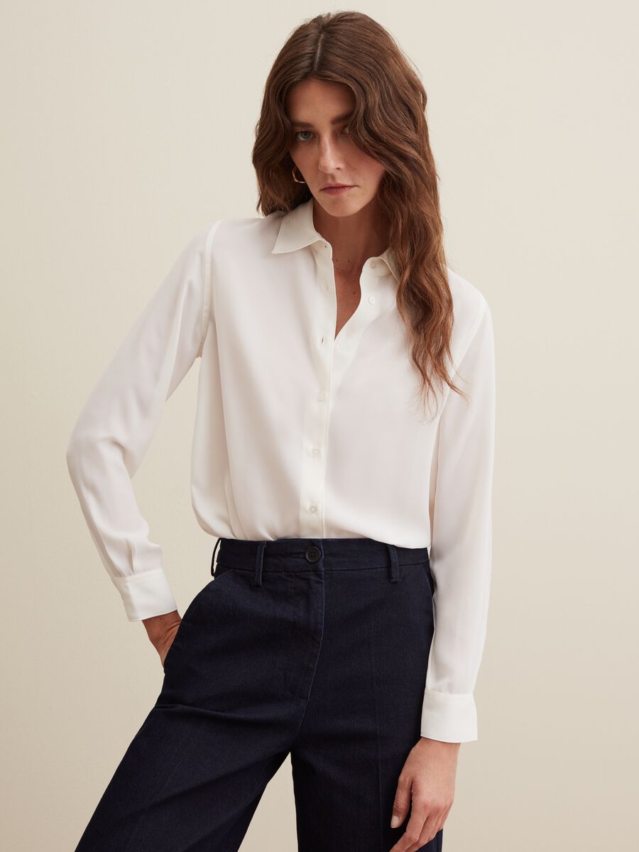Camicia in crêpe tinta unita_0