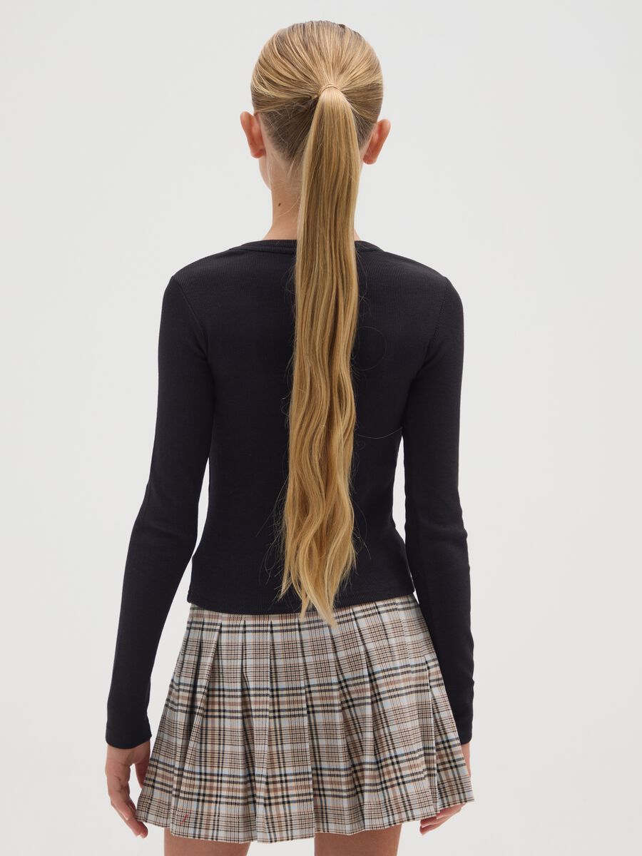 Maglia da ragazza in misto cotone elasticizzato nera regular fit_1