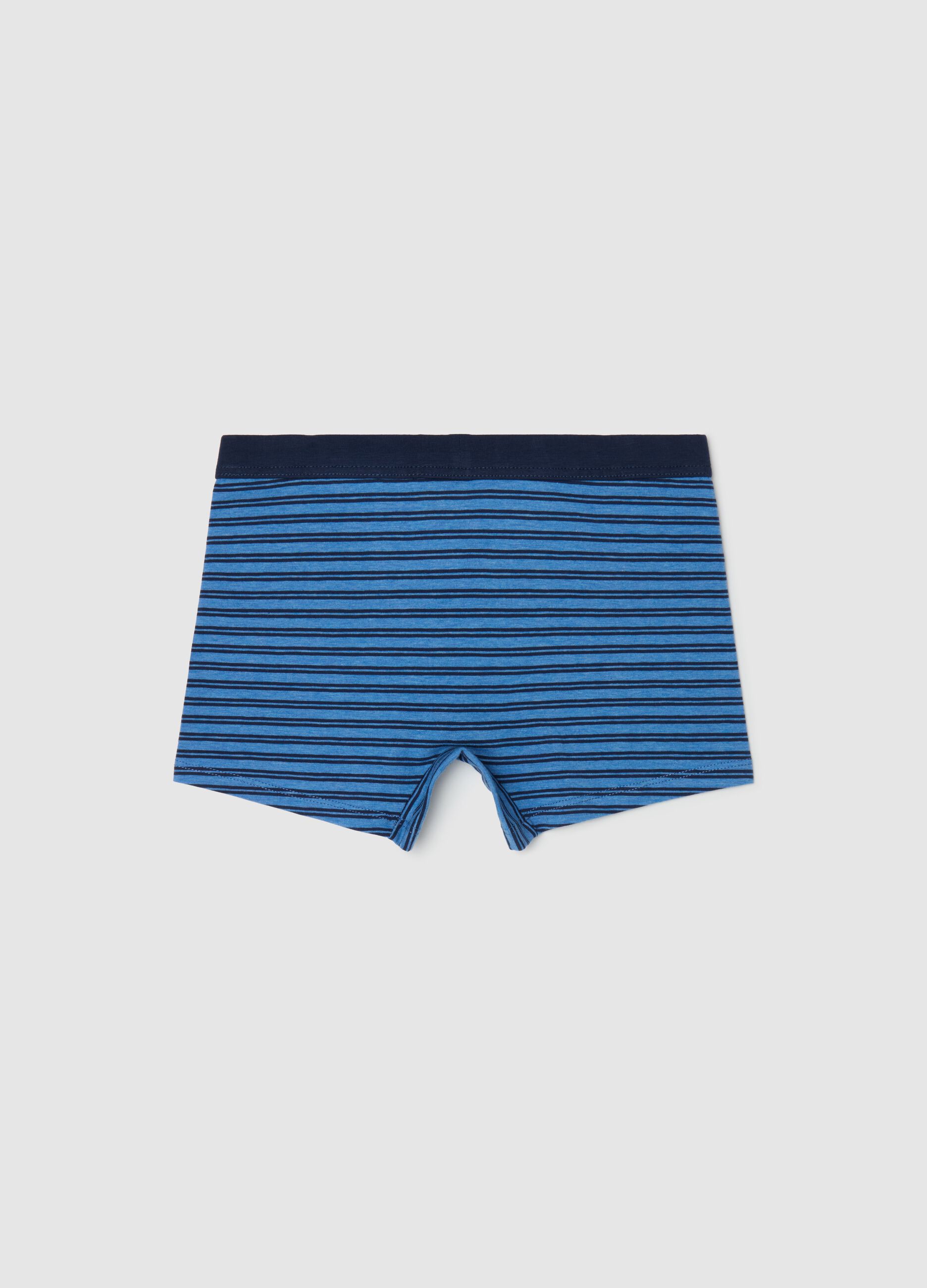 Striped midi boxer shorts in stretch cotton