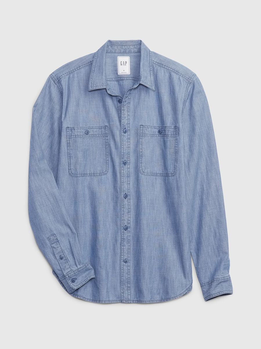Regular-fit shirt in chambray cotton_2
