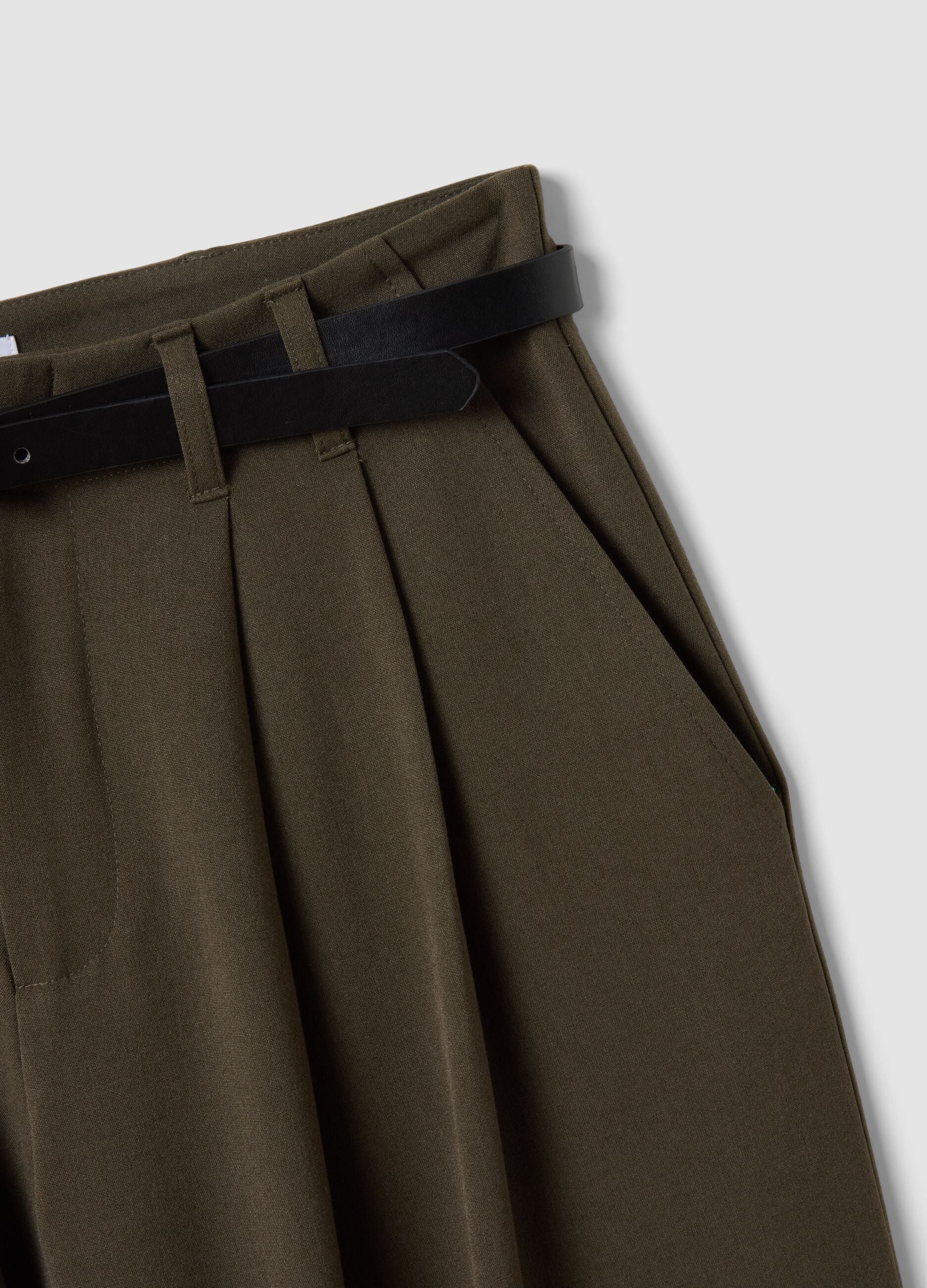 Brown wide-leg stretch viscose trousers
