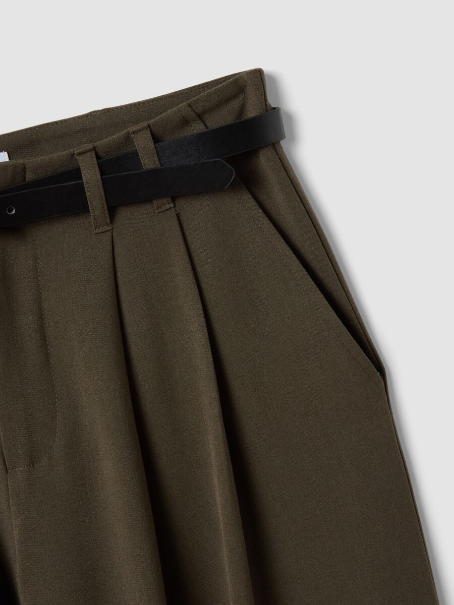 Brown wide-leg stretch viscose trousers_1