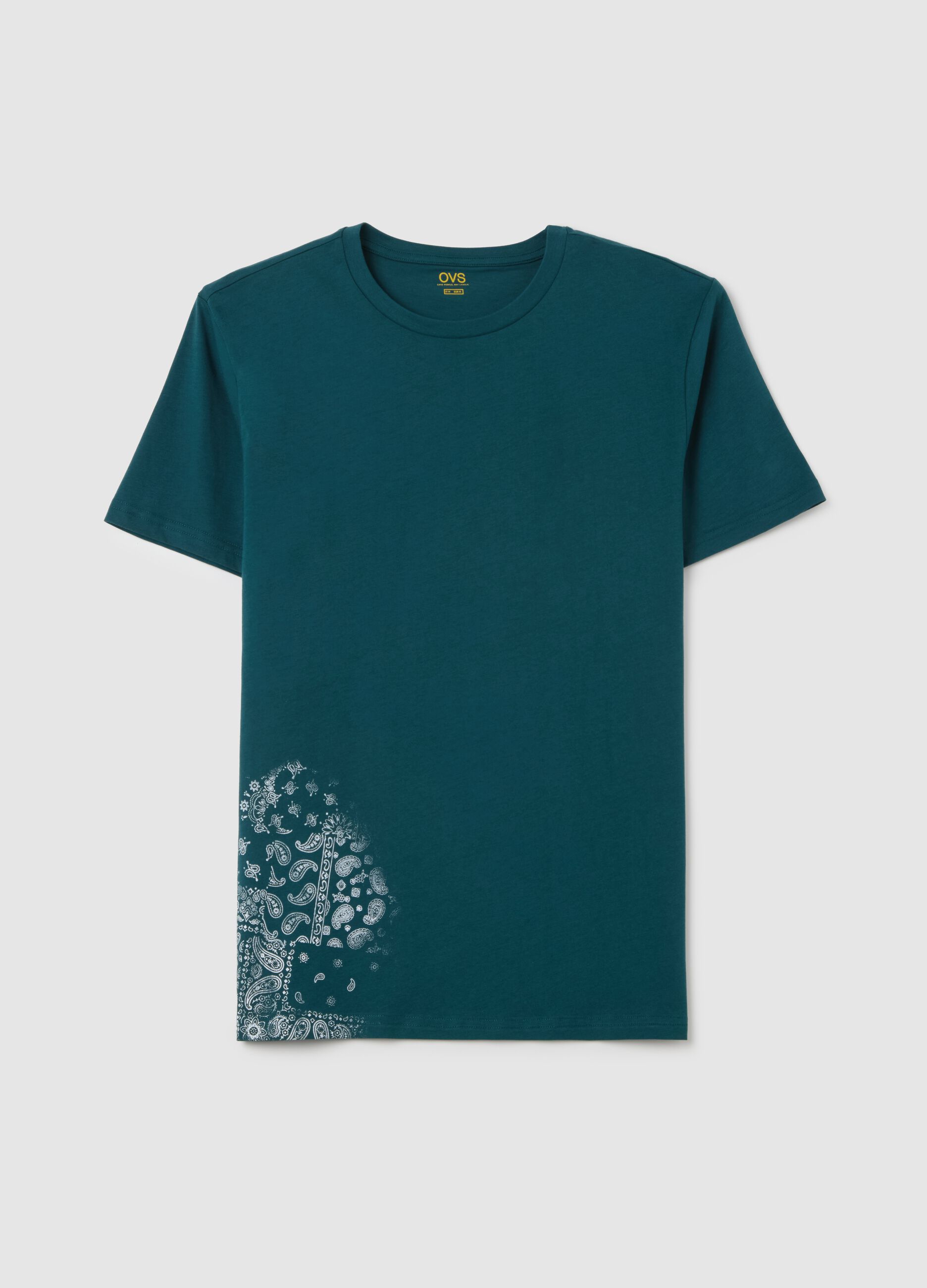 T-shirt verde in cotone con scollo rotondo RE-UP