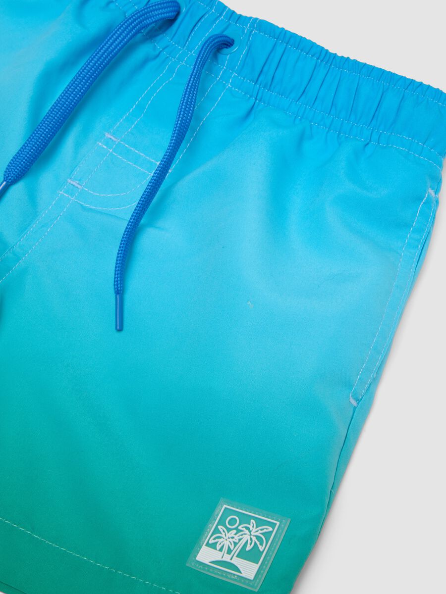 Blue Ombre Swim Shorts with Elasticated Waist_2