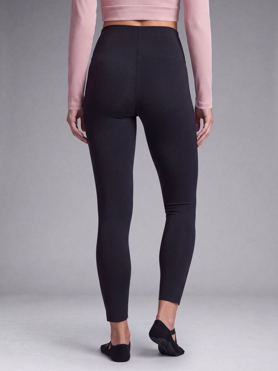 Leggings slim neri in tessuto elasticizzato a vita regular ALTAVIA STUDIO_4