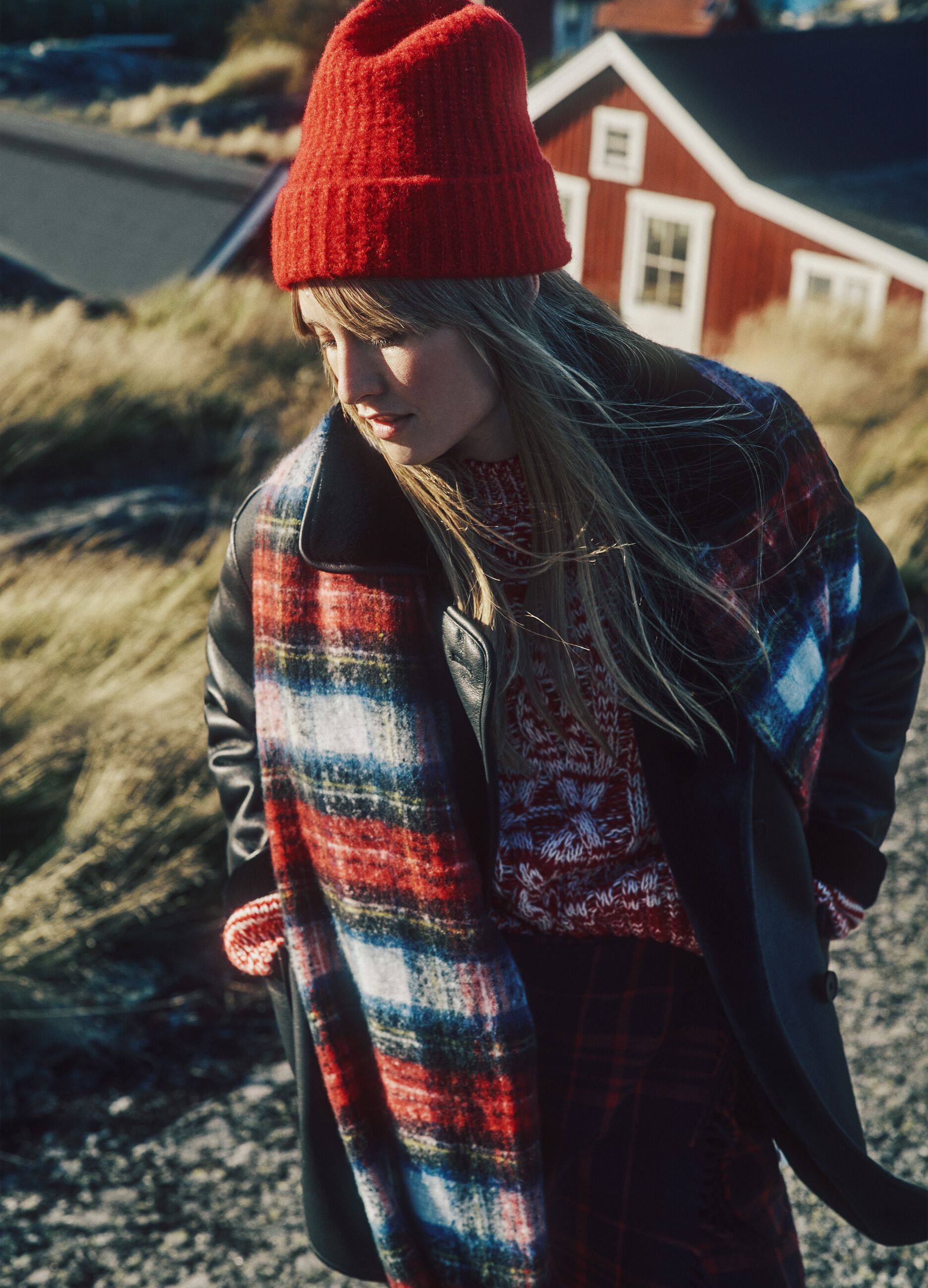 Multicolour Checked Scarf with Fringes