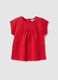 T-shirt in puro cotone rossa da bimba regular fit con ricami_0