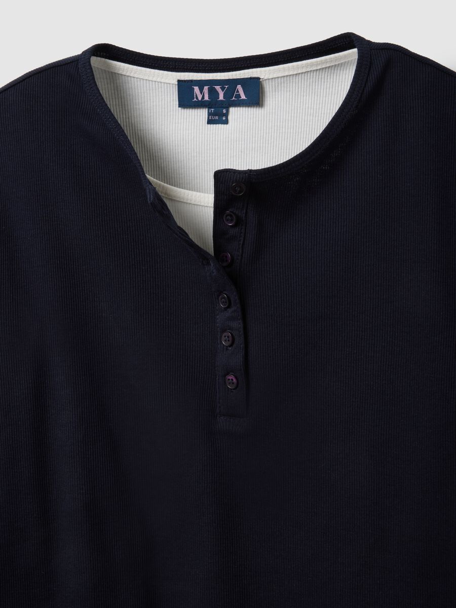 Maglia in puro cotone multicolor regular fit con collo serafino_1