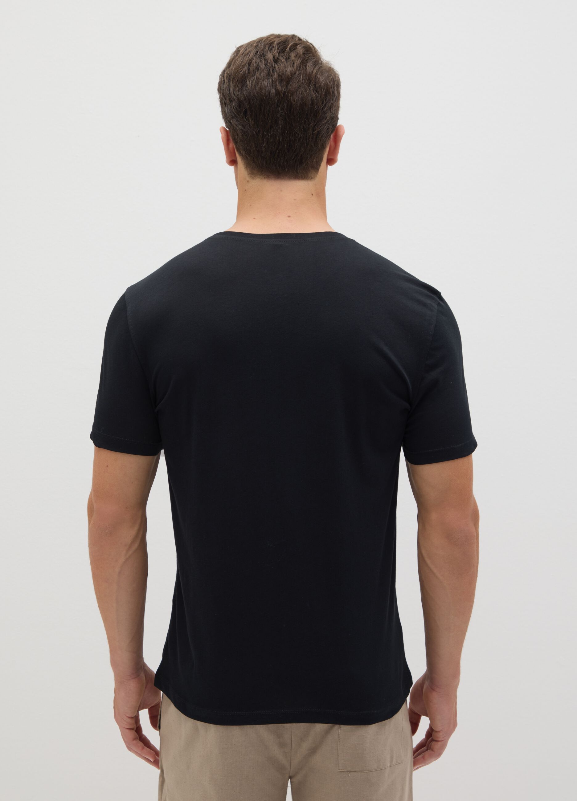 Men's T-shirt in pure black cotton regular fit