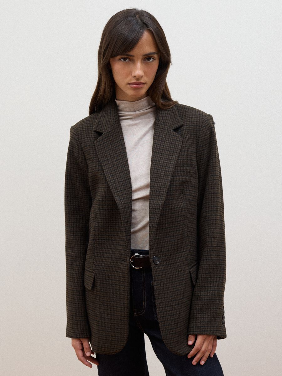 Brown wool-blend blazer with classic lapels_1
