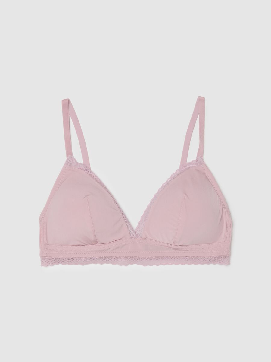 Pink triangle bra with lace and thin straps_4
