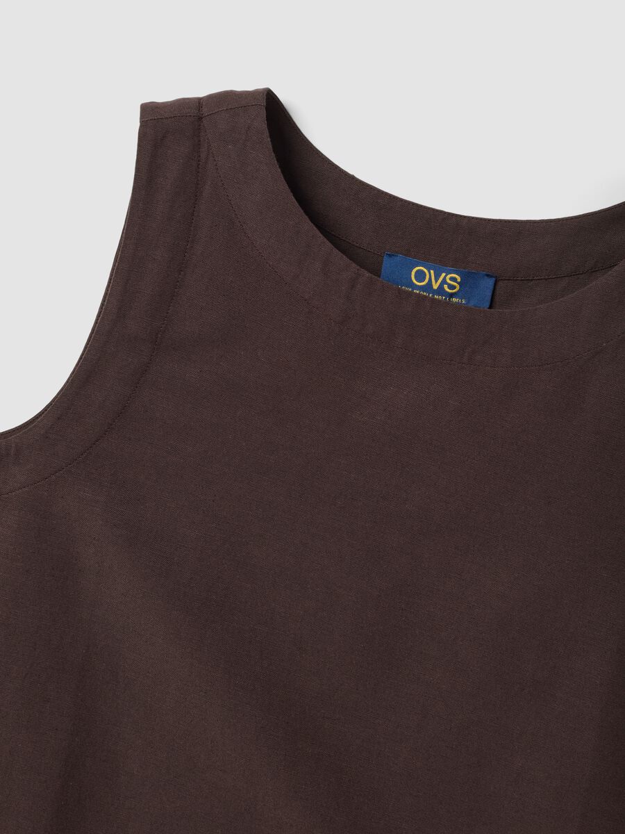 Brown regular-fit top in viscose, cotton and linen blend_5