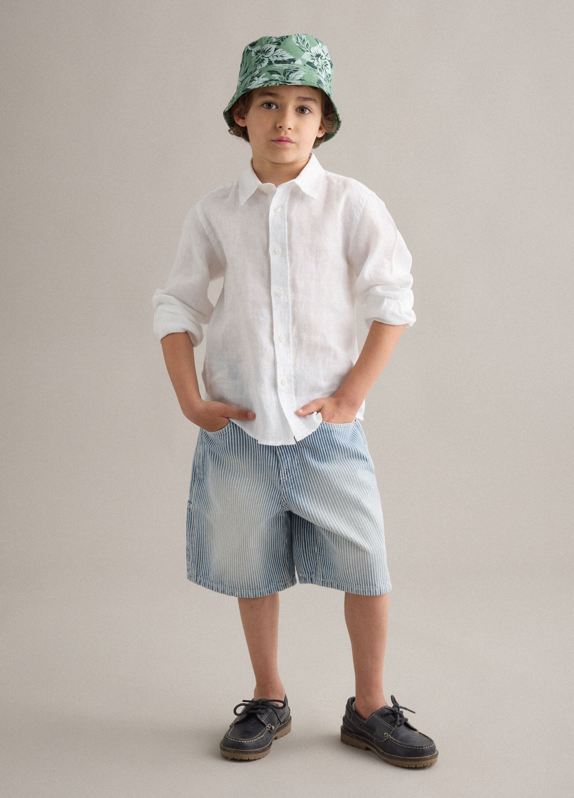 Green bucket hat in pure cotton jersey