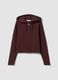 Brown full-zip hoodie in pure cotton with fitted cut_0
