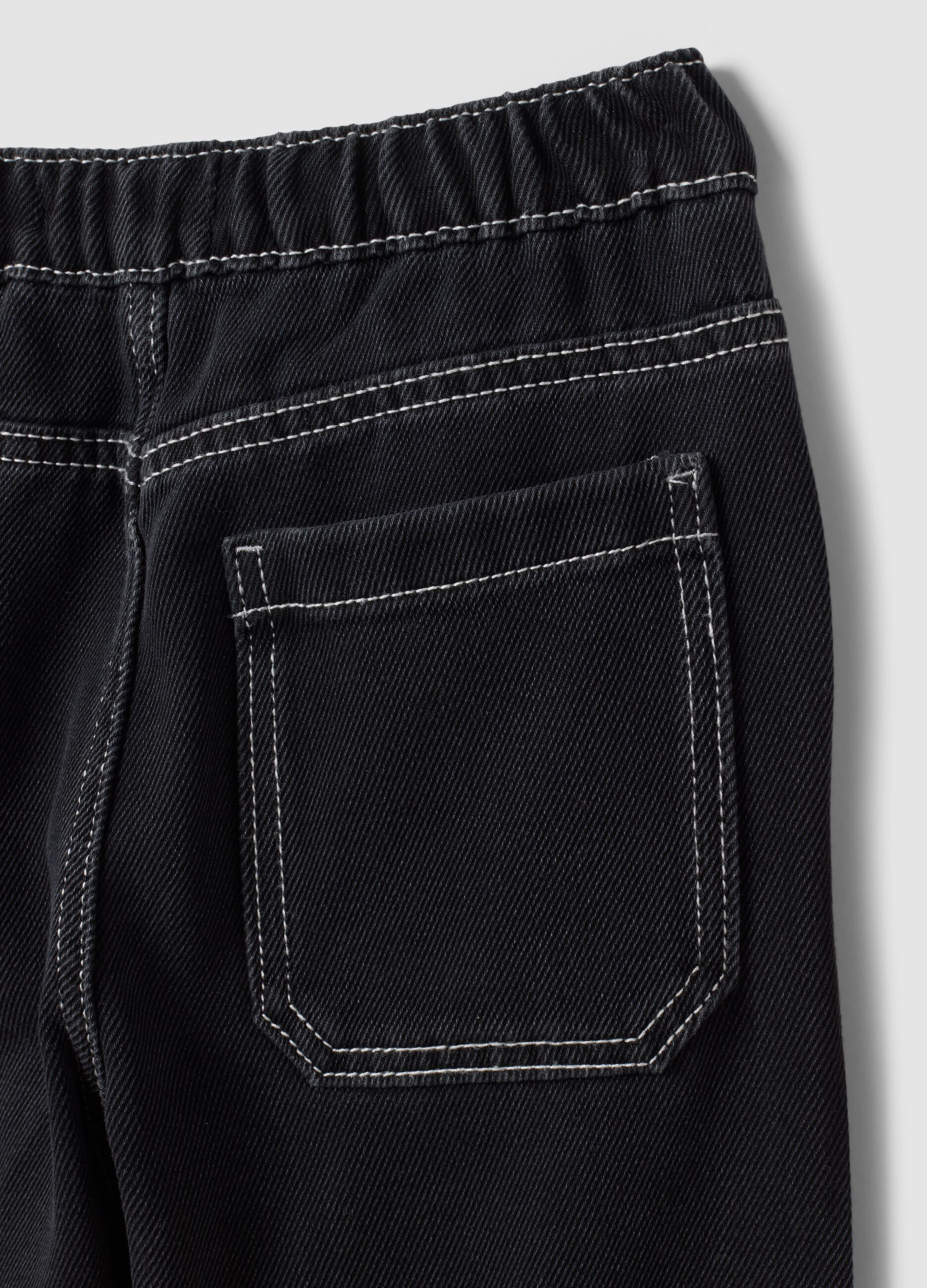 Black cotton and viscose blend joggers with elasticated waist for boys