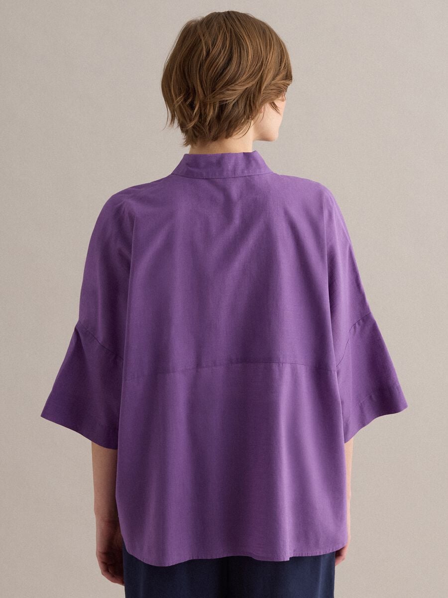 Camicia viola in puro cotone over fit_3