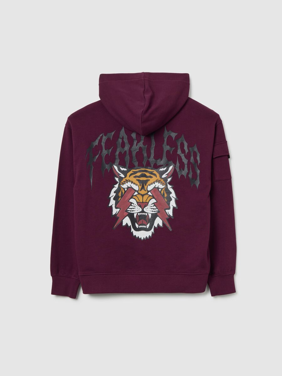 Felpa con cappuccio rossa da ragazzo in puro cotone regular fit_4