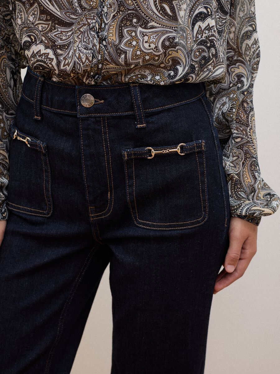 Blue stretch cotton flared jeans_3