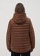 Brown padded regular fit jacket with zip and hood_3