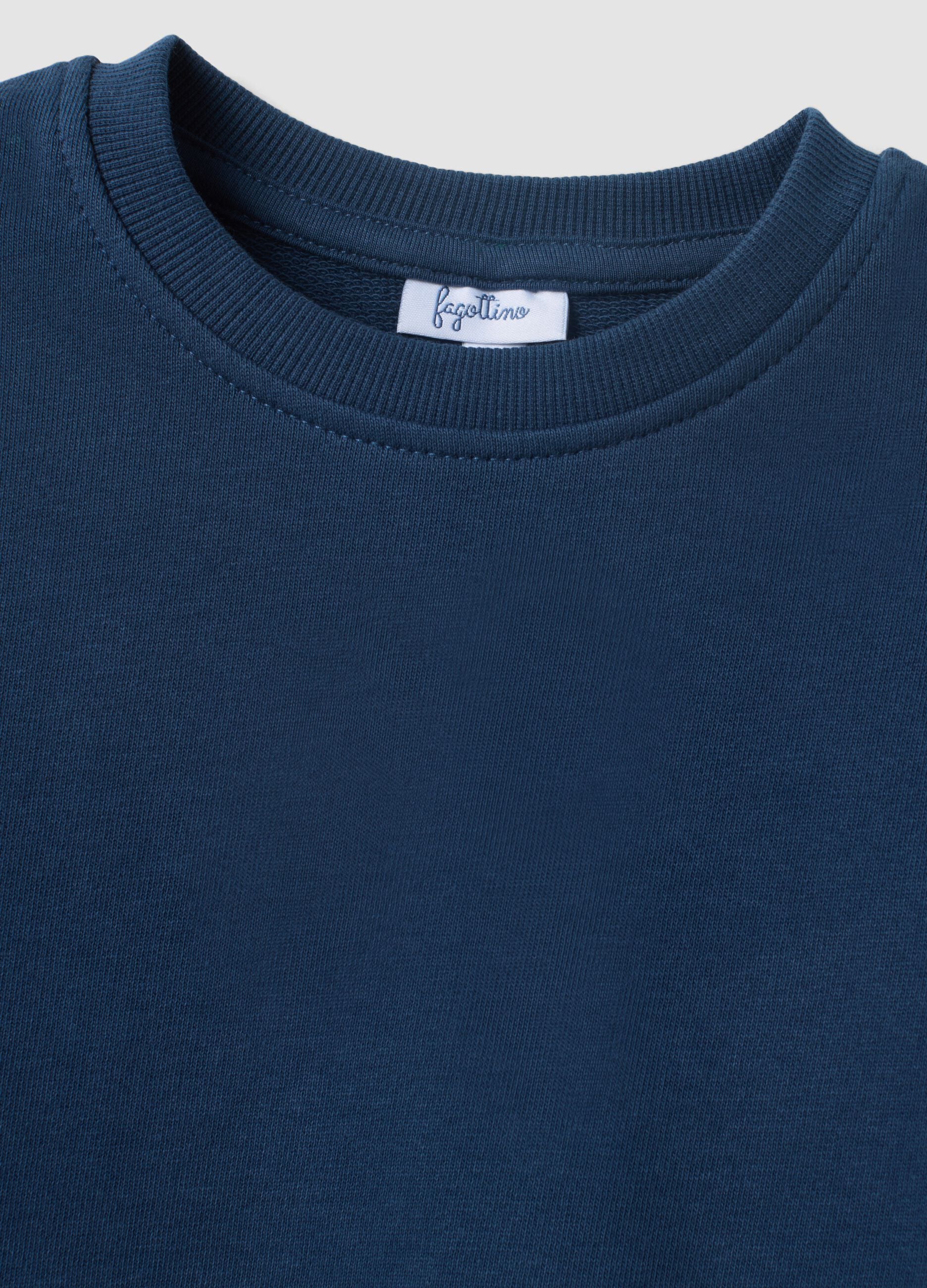 Blue oversized sweatshirt in pure organic cotton for boys