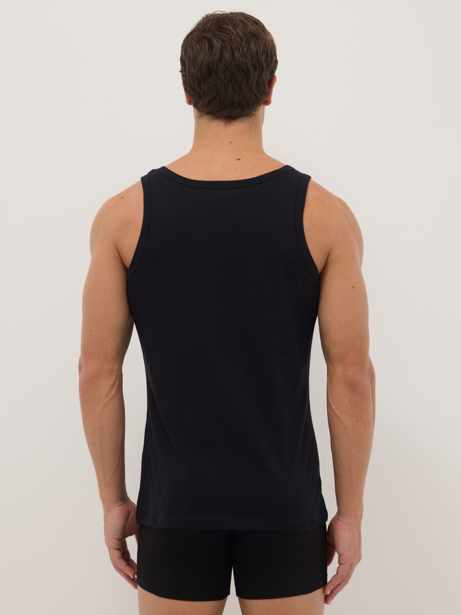 Pack of three black pure cotton tank tops regular fit_2