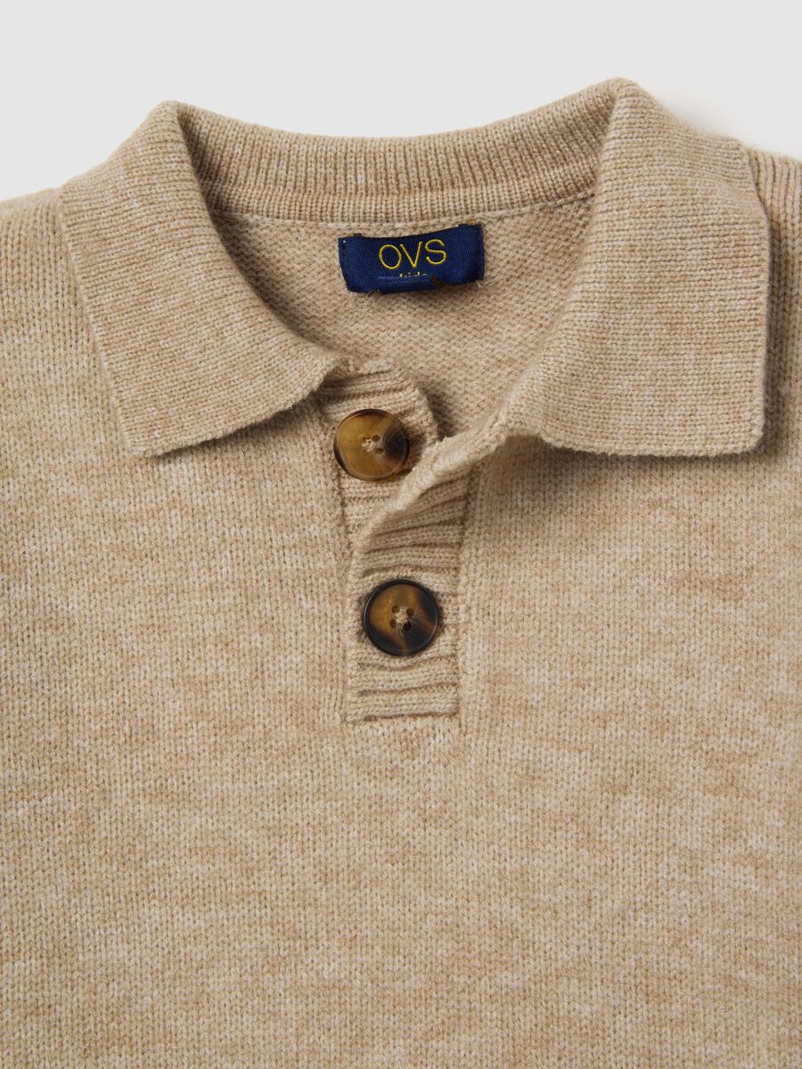 Maglione con collo a polo beige da bambino regular fit_2