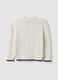 White pure cotton cable-knit oversized jumper for boys_4