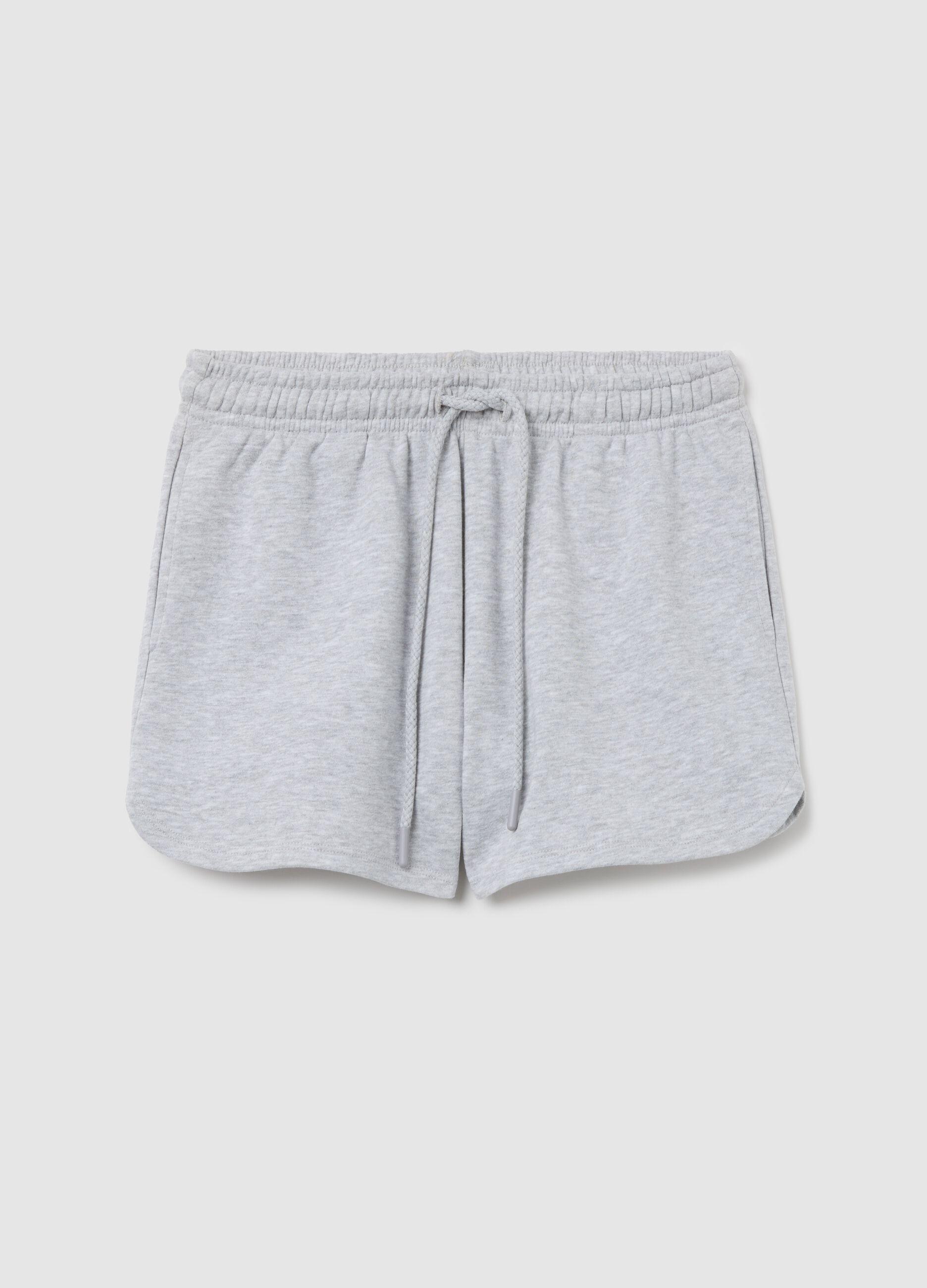 Grey shorts in French terry with drawstring