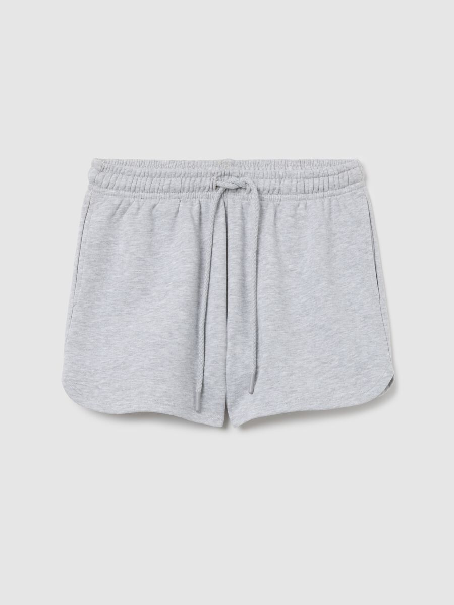 Grey shorts in French terry with drawstring_4