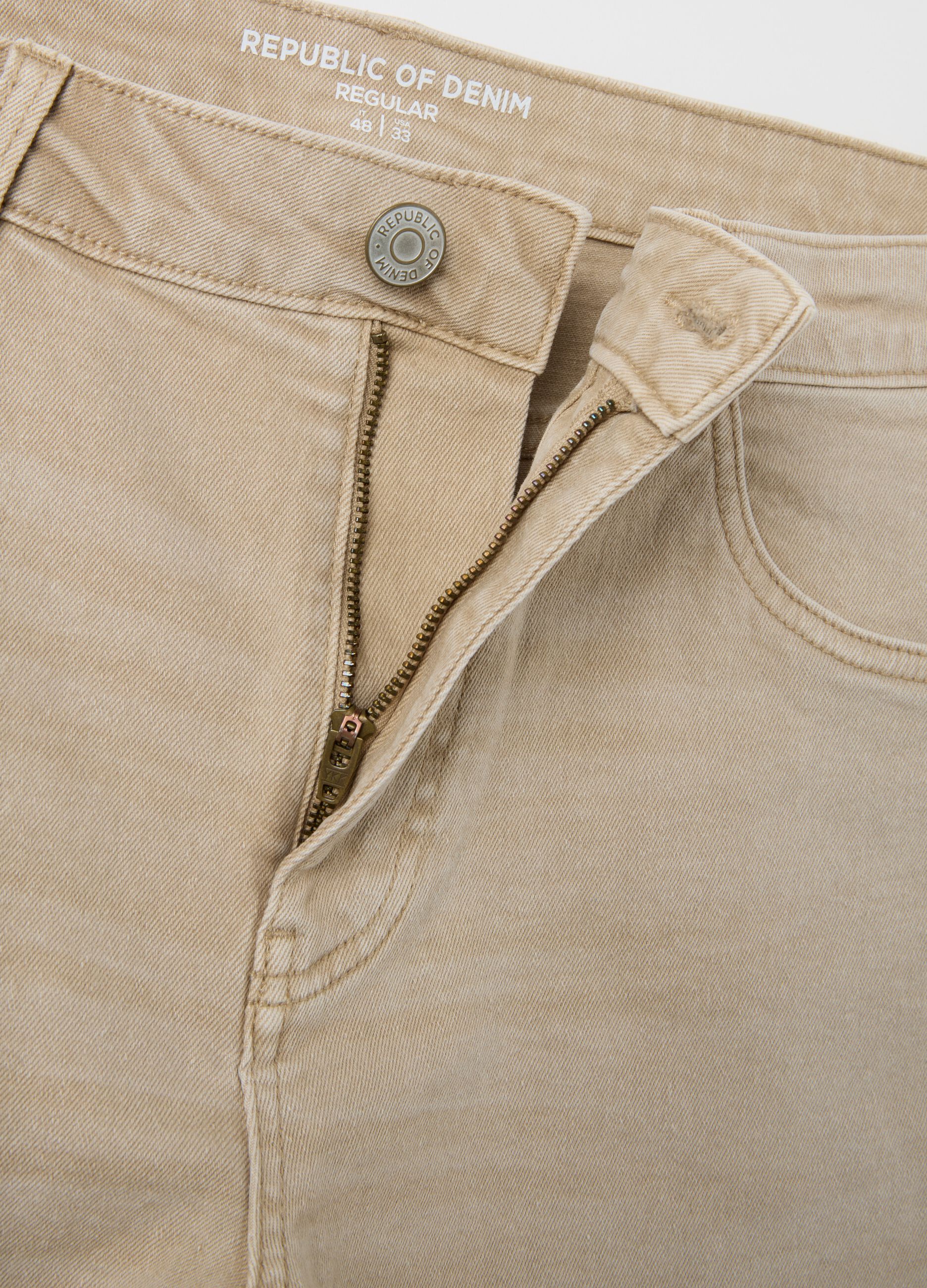 Bermuda da uomo in denim beige regular fit