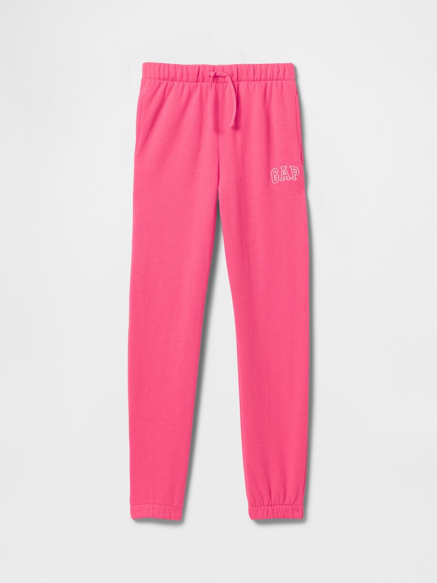 Pantaloni jogger in misto cotone rosa da ragazza regular fit_4