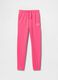 Girls' Pink Cotton Blend Regular Fit Jogger Trousers_4