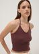 Short brown pure cotton tank top_0