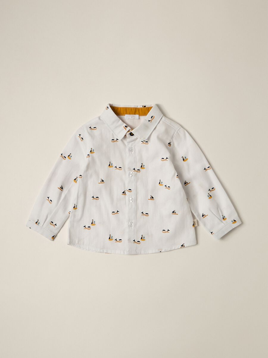 IANA newborn boy shirt in 100% cotton twill_0