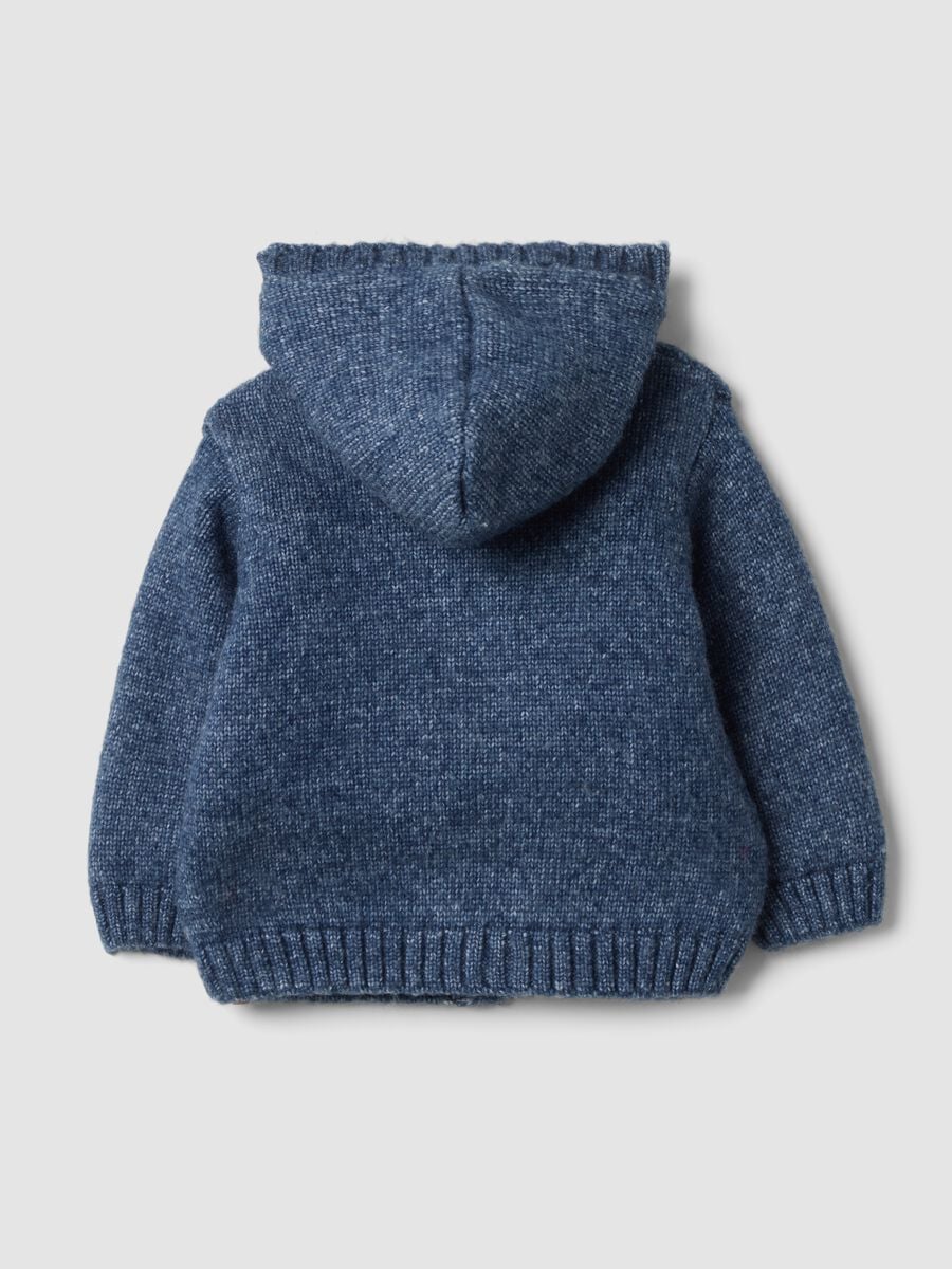 Blue m&eacute;lange hooded jacket with teddy-effect lining_1
