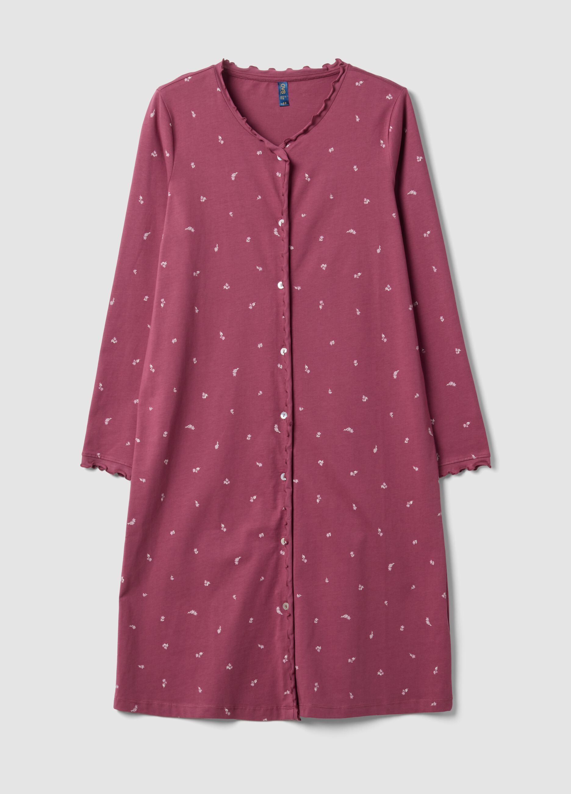 Camicia da notte viola in puro cotone organico girocollo