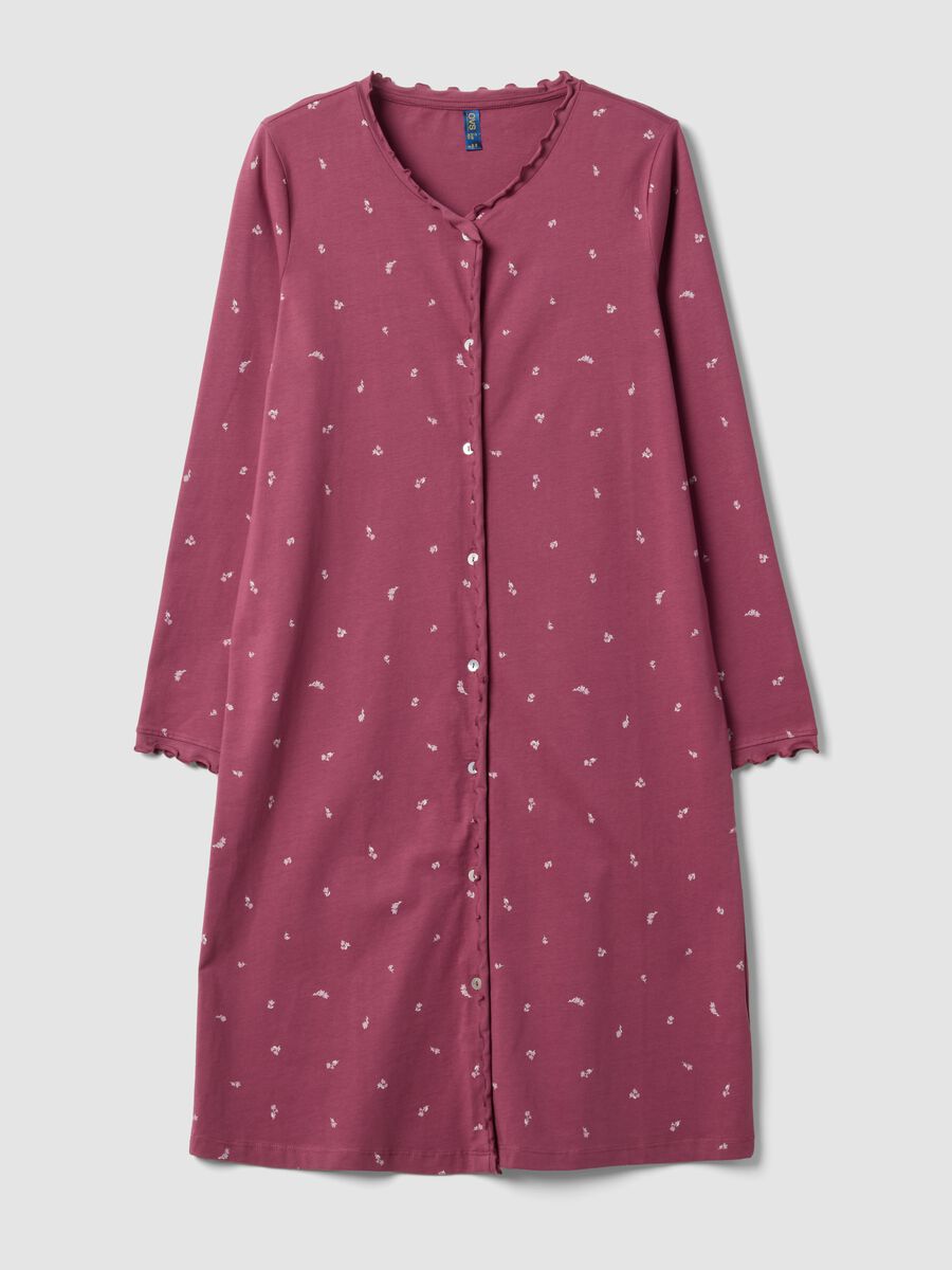 Camicia da notte viola in puro cotone organico girocollo_0