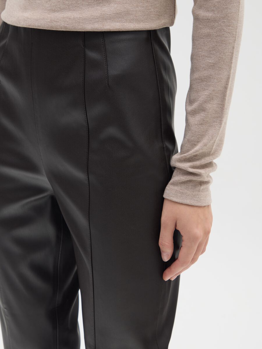 Black slim fit patent effect leggings_3