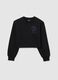 Black pure cotton girl’s sweater regular fit with round neckline_0