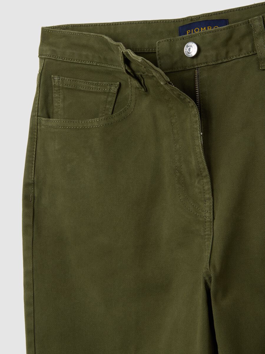 Straight Green Trousers in Stretch Cotton_1