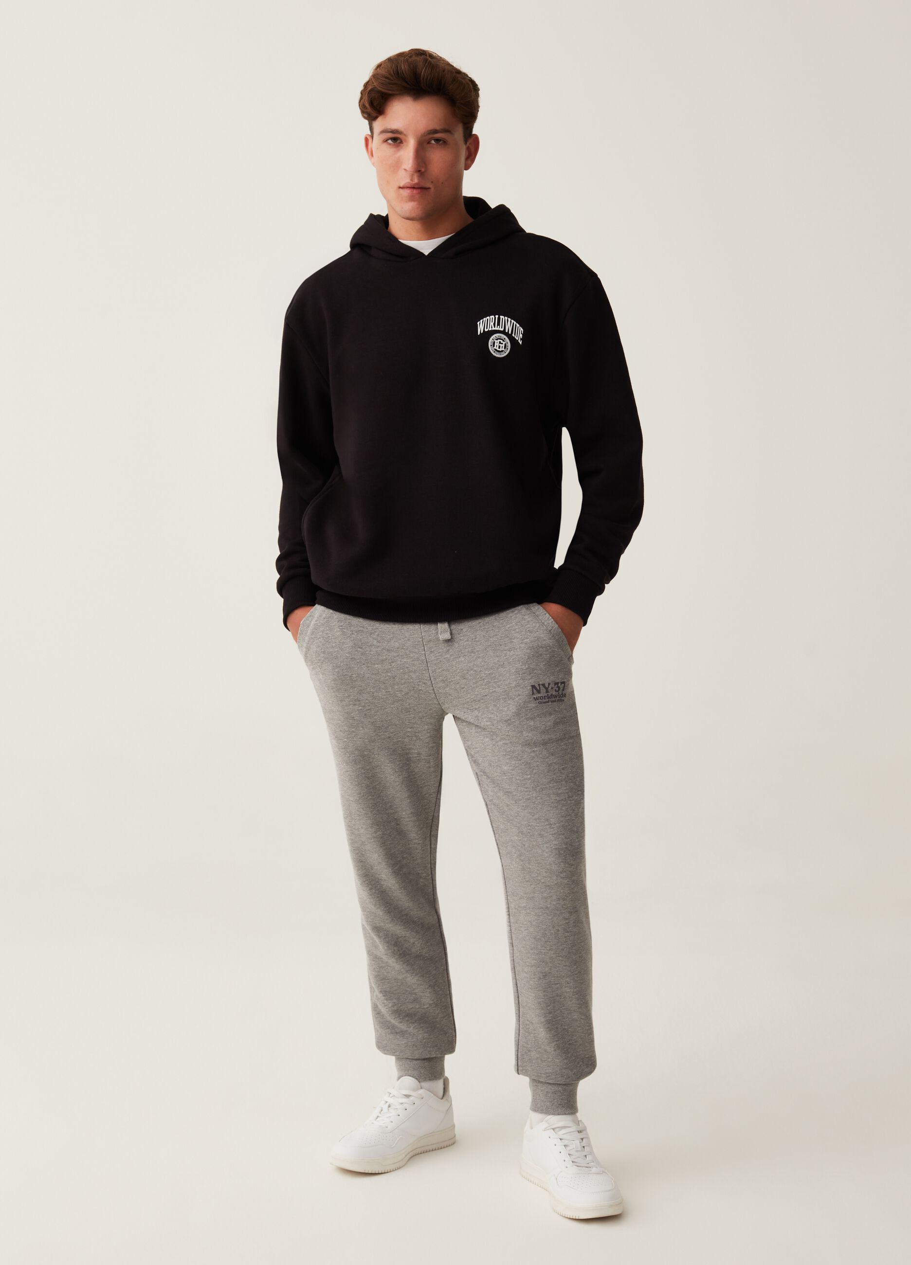 Joggers in felpa con stampa_0