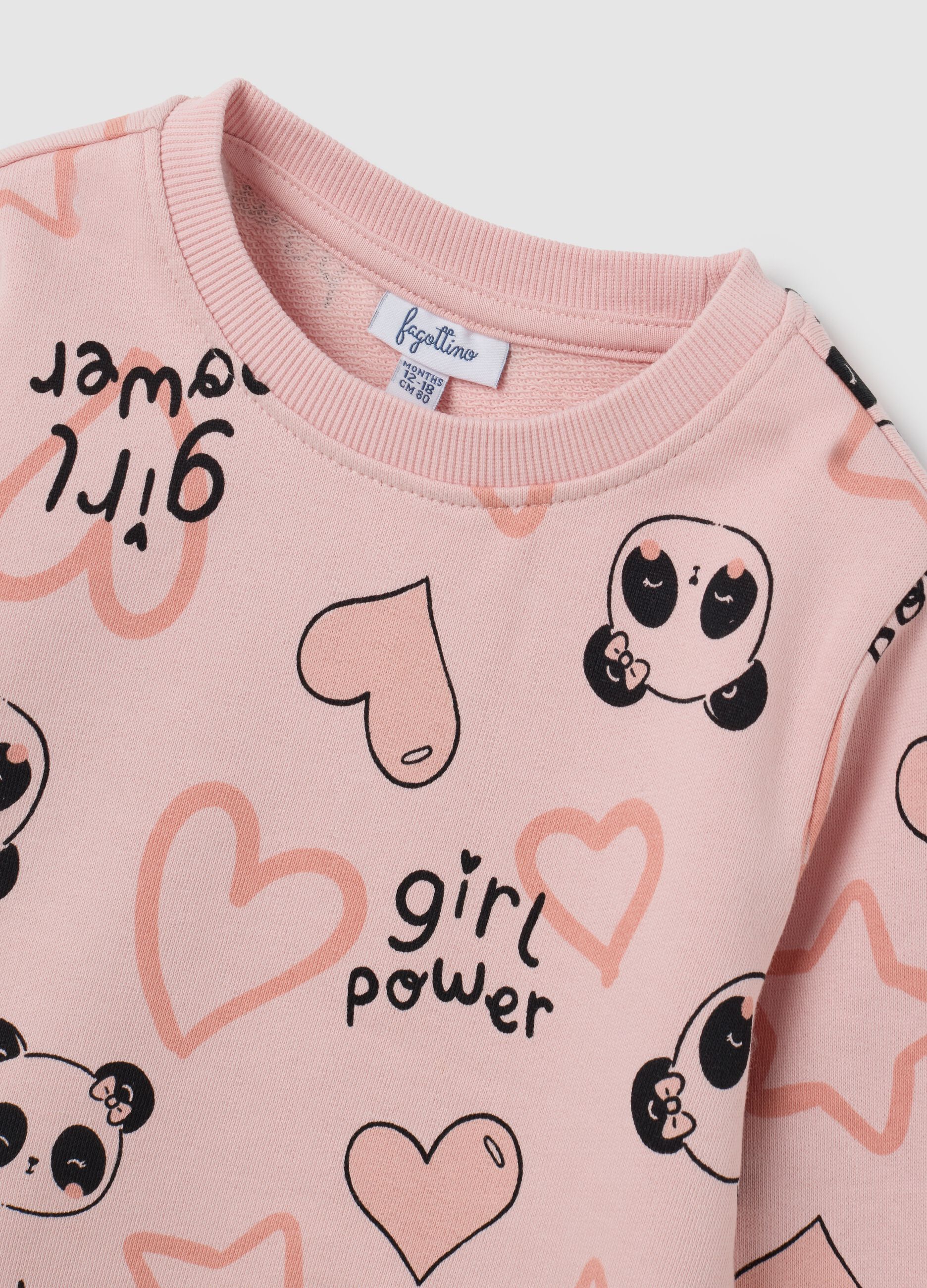 Girls' pink pure cotton regular fit sweatshirt with print